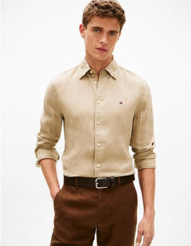 Tommy-Hilfiger-Pigment-Dyed-Linen-Shirt-Beige on sale