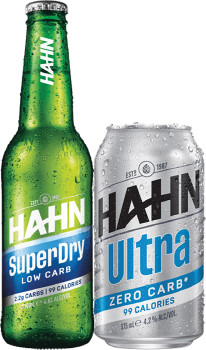 Hahn-SuperDry-Stubbies-330mL-or-Hahn-Ultra-Zero-Carb-Cans-375mL-24-Pack on sale