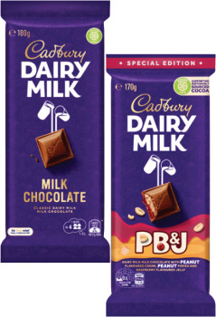 Cadbury-Dairy-Milk-Block-Chocolate-160g-190g on sale