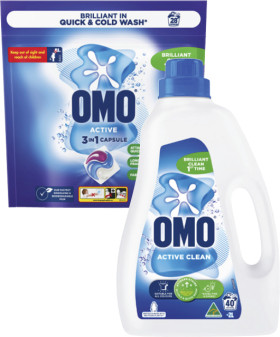 Omo-Laundry-Liquid-2-Litre-or-Capsules-28-Pack on sale