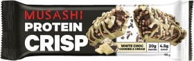 Musashi-Protein-Crisp-White-Choc-Bar-60g on sale