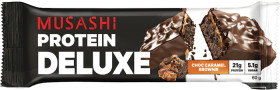 Musashi-Protein-Deluxe-Choc-Caramel-Brownie-Bar-60g on sale