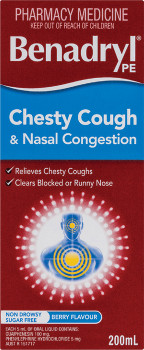 Benadryl-PE-Chesty-Cough-Nasal-Congestion-200mL on sale