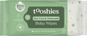 Tooshies-Biodegradable-Baby-Wipes-Aloe-Vera-Chamomile-70-pack on sale