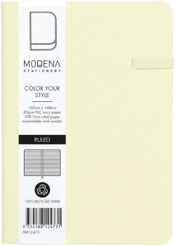 Modena-A6-Linen-Ruled-Notebook-Buttermilk on sale