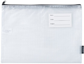 Studymate-A4-Mesh-Pencil-Case-Clear on sale