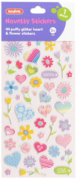 Kadink-Puffy-Sticker-Glitter-Sheet-Heart-Flower-Design on sale