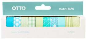Otto-Washi-Tape-Green-and-Blue-10-Pack on sale