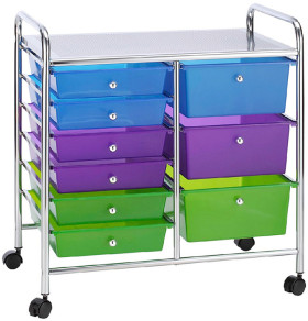 JBurrows-9-Drawer-Chrome-Trolley-Multi-Coloured on sale