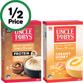 Uncle+Tobys+Oats+or+Protein+Oats+Sachets+280-350g+Pk+8-10
