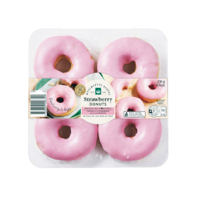 Woolworths+Strawberry%2C+Chocolate+or+Caramel+Donuts+Pk+4