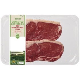 Australian-Macro-Grass-Fed-Beef-Porterhouse-Steaks-400g-Pk-2 on sale
