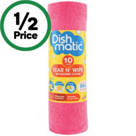 Dishmatic+Tear+N%26%23039%3B+Wipe+Microfibre+Cloths+Pk+10