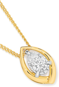 Alora-9ct-Two-Tone-Gold-Solitaire-Lab-Grown-Diamond-Marquise-Shape-Pendant on sale