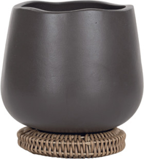 Astin-Sinclair-Wavy-Rim-18cm-Pot-with-Rattan-Base-in-Brown on sale