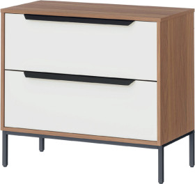 Astin-Sinclair-Walton-2-Drawer-Side-Table-in-White-and-Oak on sale