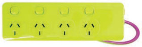 Arlec+4+Outlet+Individually+Switched+Powerboard+-+Purple%2FGreen
