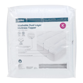 Washable-Dual-Layer-Mattress-Topper-King-Bed-White on sale