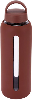 1L-Glass-Drink-Bottle-with-Silicone-Wrap-Chocolate on sale