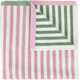 Reversible+Stripe+Cotton+Bath+Towel+-+Pink+and+Green