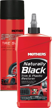 Mothers-Naturally-Black-Trim-Plastic-Restorer-355mL-or-Speed-Tire-Shine-Aerosol-425g on sale