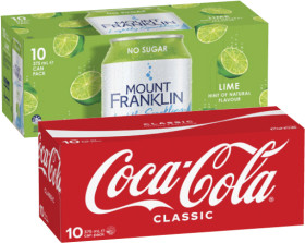 Coca-Cola-Soft-Drink-or-Mt-Franklin-Sparkling-Water-10x375mL on sale