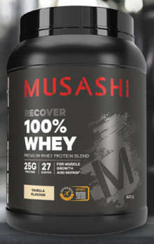 Musashi+100%25+Whey+Vanilla+Flavour+900g