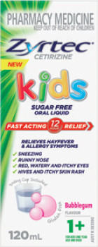 Zyrtec+Kids+Oral+Sugar+Free+Liquid+Bubble+Gum+120mL