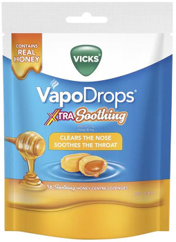 NEW+Vicks+VapoDrops+Xtra+Soothing+Honey+Centre+Lozenges+16+Lozenges