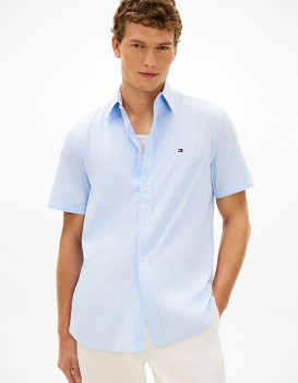 Tommy-Hilfiger-Poplin-Stripe-Short-Sleeve-Shirt on sale