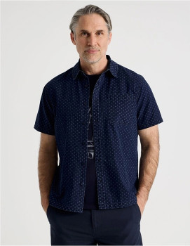 Regatta-Micro-Print-Short-Sleeve-Shirt-Navy on sale