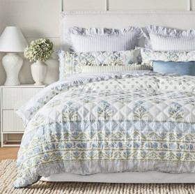 Heritage-Flora-Woodblock-Quilted-Cotton-Quilt-Cover-Set on sale