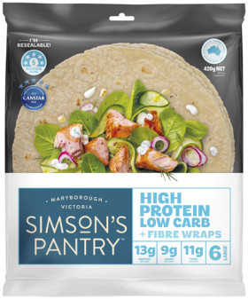 Simson%26%23039%3Bs+Pantry+High+Protein+Low+Carb+Wraps+6+Pack+420g