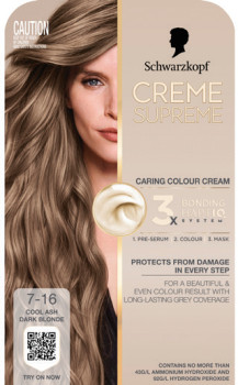Schwarzkopf+Creme+Supreme+Cool+Ash+Dark+Blonde+Hair+Dye+7-16+Permanent+245mL