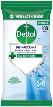 Dettol-Disinfectant-Biodegradable-Wipes-Fresh-100-Pack on sale