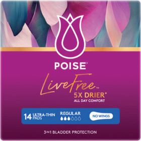 Poise+LiveFree+Regular+No+Wings+Ultra-Thin+14+Pack