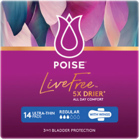 Poise+LiveFree+Regular+With+Wings+Ultra-Thin+14+Pack