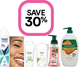 Save-30-on-Selected-GEM-Dove-Rexona-Palmolive-Products on sale