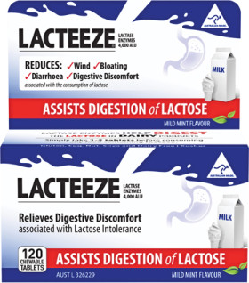 Lacteeze+Mild+Mint+Flavour+120+Chewable+Tablets