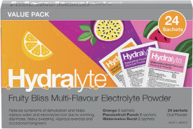 Hydralyte+Fruity+Bliss+Multi-Flavour+Electrolyte+Powder+24+Sachets