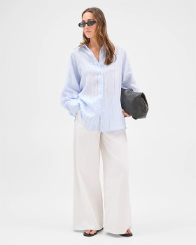European+Linen+Long+Sleeve+Shirt+-+Blue+%2F+Stripe