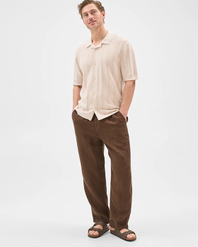 European-Linen-Full-Length-Pants-Chocolate on sale