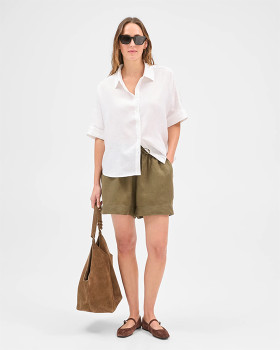 European+Linen+Pull+On+Shorts+-+Dusty+Moss