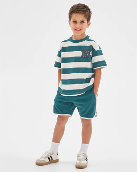 Australian-Cotton-Textured-T-Shirt-and-Shorts-2-Piece-Set-Green on sale