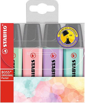 Stabilo+Boss+Highlighter+Pastel+4+Pack