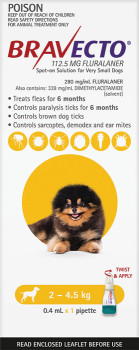 Bravecto+Spot+On+Solution+For+Very+Small+Dogs+112.5mg+Fluralaner%2A