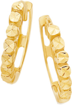 9ct+Gold+Diamond-Cut+Huggie+Earrings
