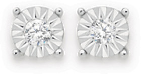 9ct+Gold+Diamond+Basic+Stud+Earrings