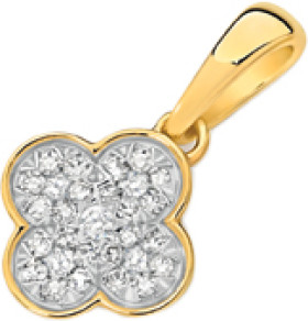 9ct+Gold+Diamond+Clover+Cluster+Pendant