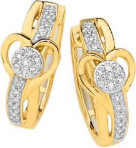 9ct-Gold-Diamond-Heart-Huggie-Earrings on sale